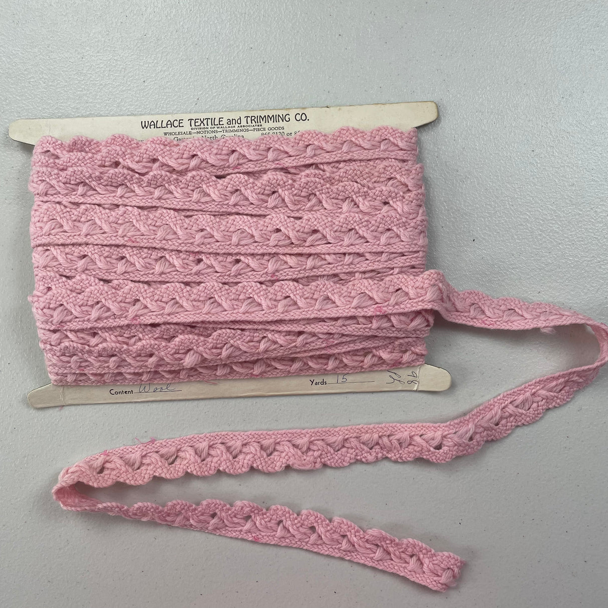 1970’s Light Pink Wavy Wool Trim - BTY