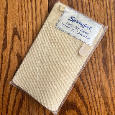 1970’s Deadstock Springfoot Cream Knit Stockings - Adult size 9-9.5