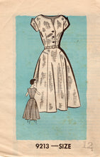 1950's Marian Martin Fit and Flare Shirtwaist Dress Pattern with accent panels - Bust 30" - No. 9213