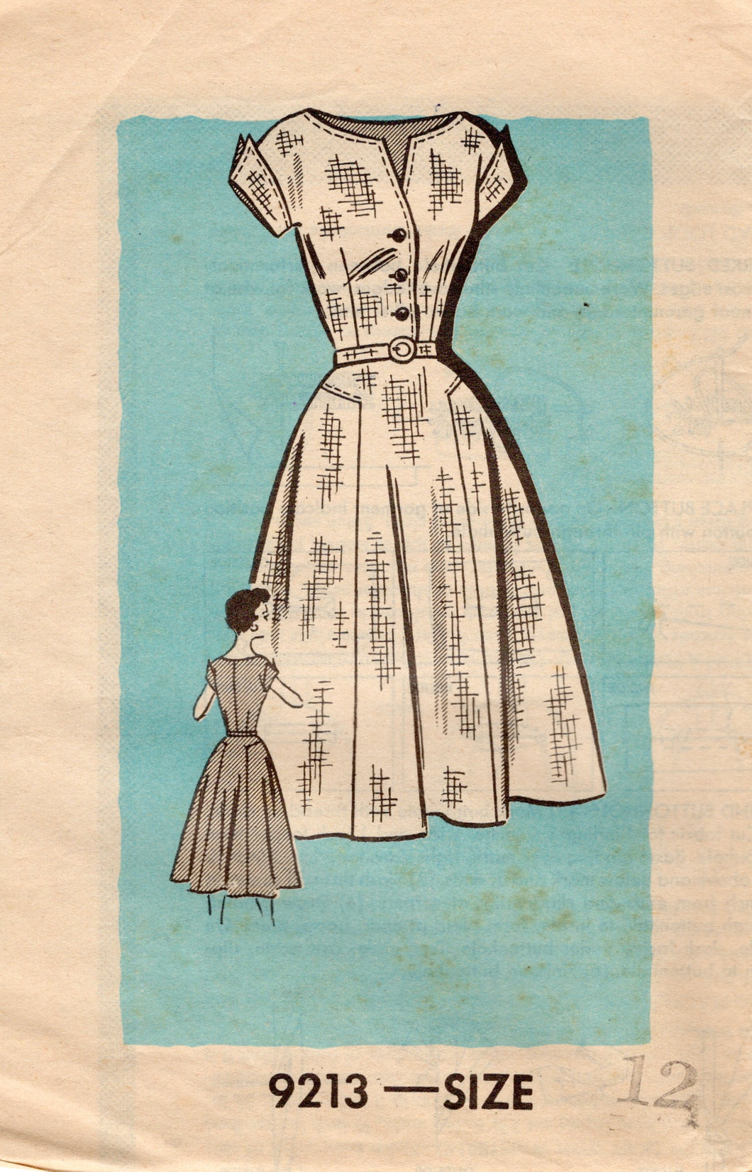 1950's Marian Martin Fit and Flare Shirtwaist Dress Pattern with accent panels - Bust 30