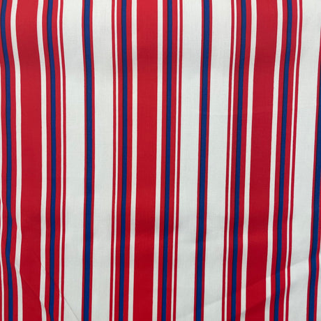 1970’s Red, White and Blue Striped Fabric - Rayon/Poly Blend - BTY