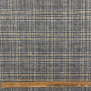 1970's Brown and Black Plaid Rayon Blend Bonded Fabric- BTY