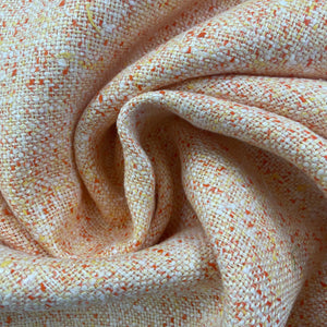 1970's Apricot and White Woven Cotton/Linen Fabric - BTY