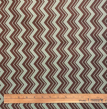 1970’s Mint and Chocolate Brown ZigZag Fabric - BTY