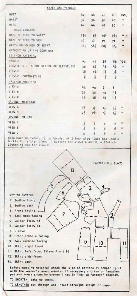 1970's Woman's Weekly Shirtwaist Dress Pattern - Bust 48" - No. B470