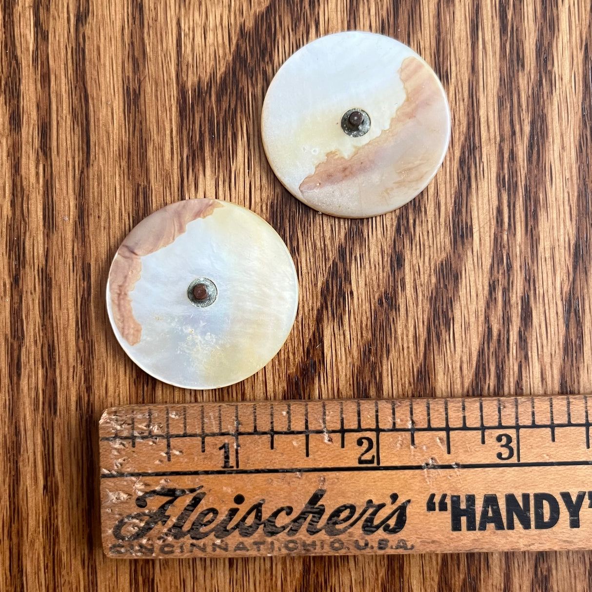 1970’s Large Mother of Pearl Shank Buttons - White - Set of 2 - 1 1/2"