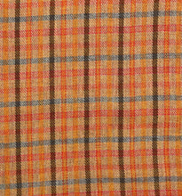 1970's Orange, Red and Blue Plaid Fabric- BTY