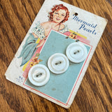 1930’s Mermaid Pearl Buttons - White - on card