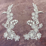 1970’s Floral Appliqué, set of 2 - Hirschberg, Schutz & Co - White color - deadstock - No. 1854