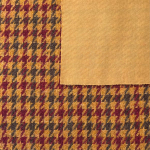 1970’s Navy, Red and Mustard Yellow Houndstooth Acrylic Backed Fabric - BTY