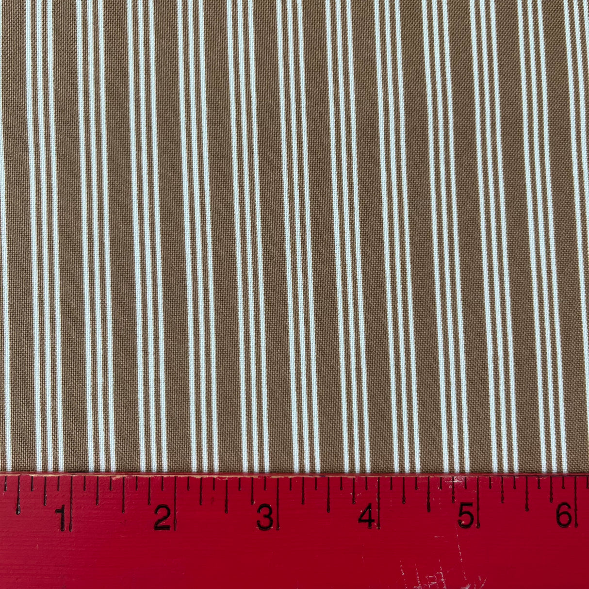 1970’s Burlington Klopman Poplino Brown and White Stripe Dacron Poly Fabric - BTY