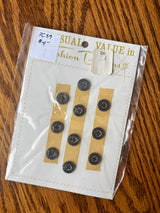 1960’s Fashion-Tone Plastic Buttons - Grey - set of 10 - 5/8" -  on card (PC59)