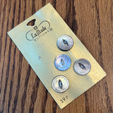 1970’s La Mode Mother of Pearl Buttons - Grey - Set of 4 - Size 23 - 5/8" -  on card