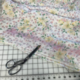 1980’s White Single Bar Dimity with Pastel flowers Cotton Blend Fabric - (P128)