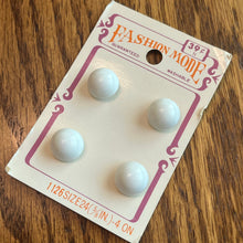 1970’s Fashion Mode Plastic Buttons - White - Set of 4 - 5/8" -  on card