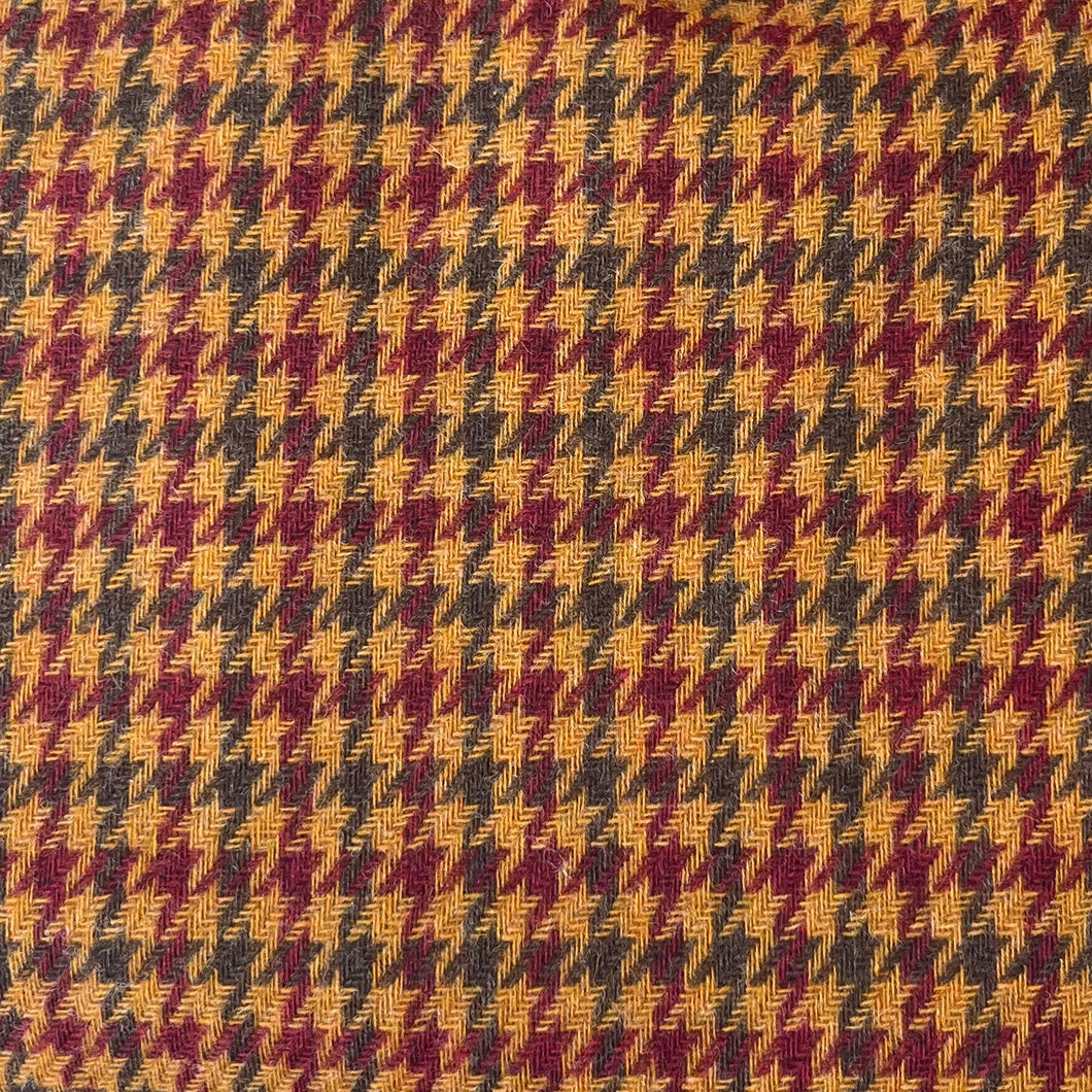 1970’s Navy, Red and Mustard Yellow Houndstooth Acrylic Backed Fabric - BTY