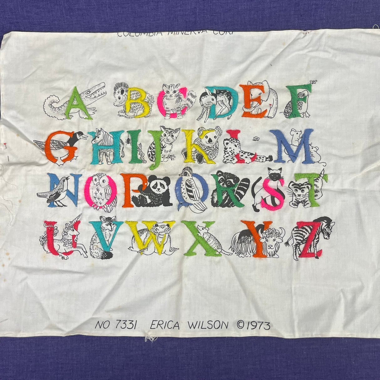 1970’s Animal Alphabet Embroidery Completed