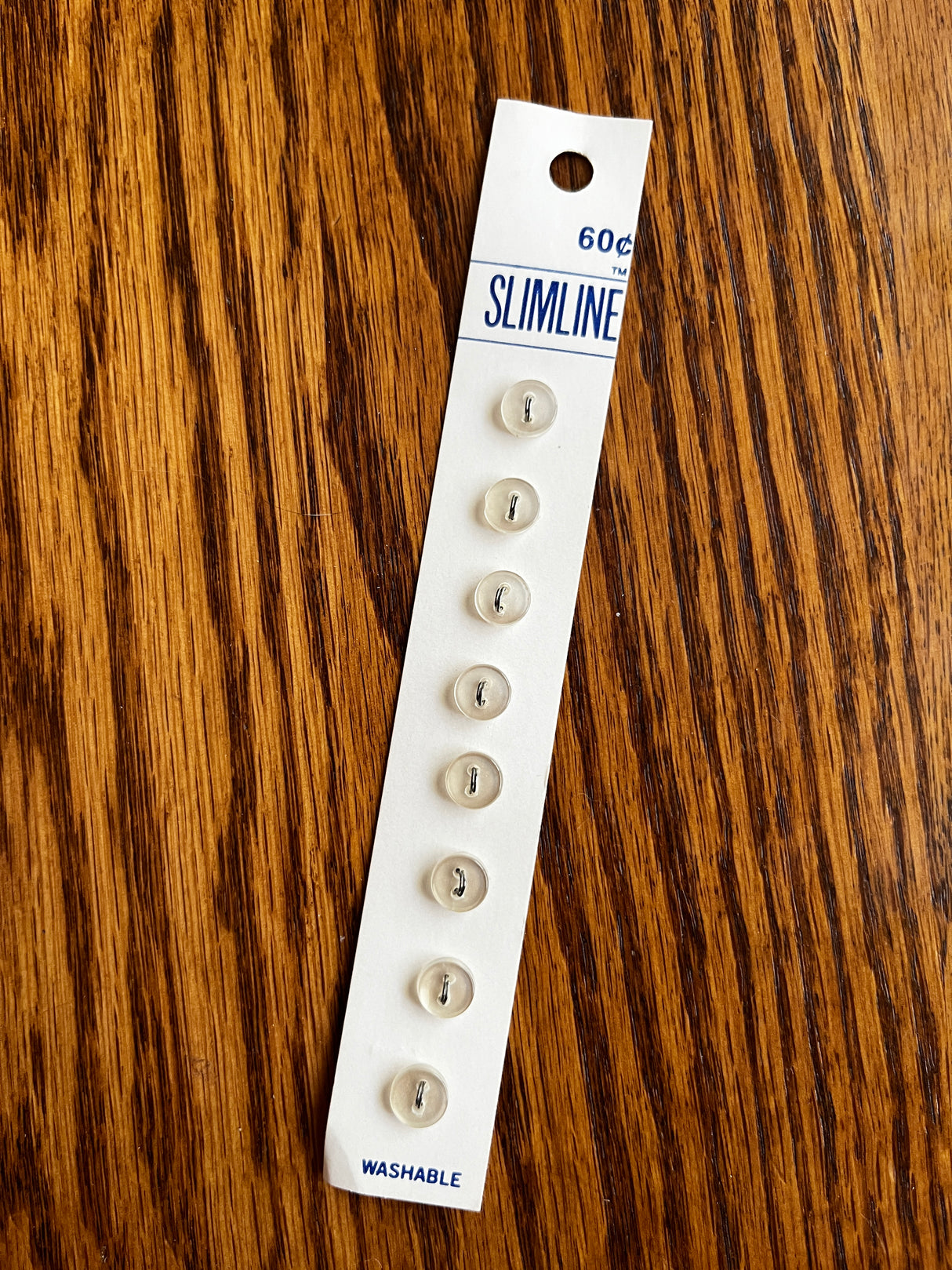 1980’s Streamline White Pearlescent Plastic Buttons - Set of 8 - 5/16” - on card