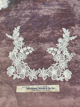 1970’s Floral Appliqué, set of 2 - Hirschberg, Schutz & Co - White color - deadstock - No. 1854