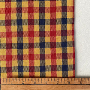 1970's Red, Mustard and Navy Plaid Fabric- BTY