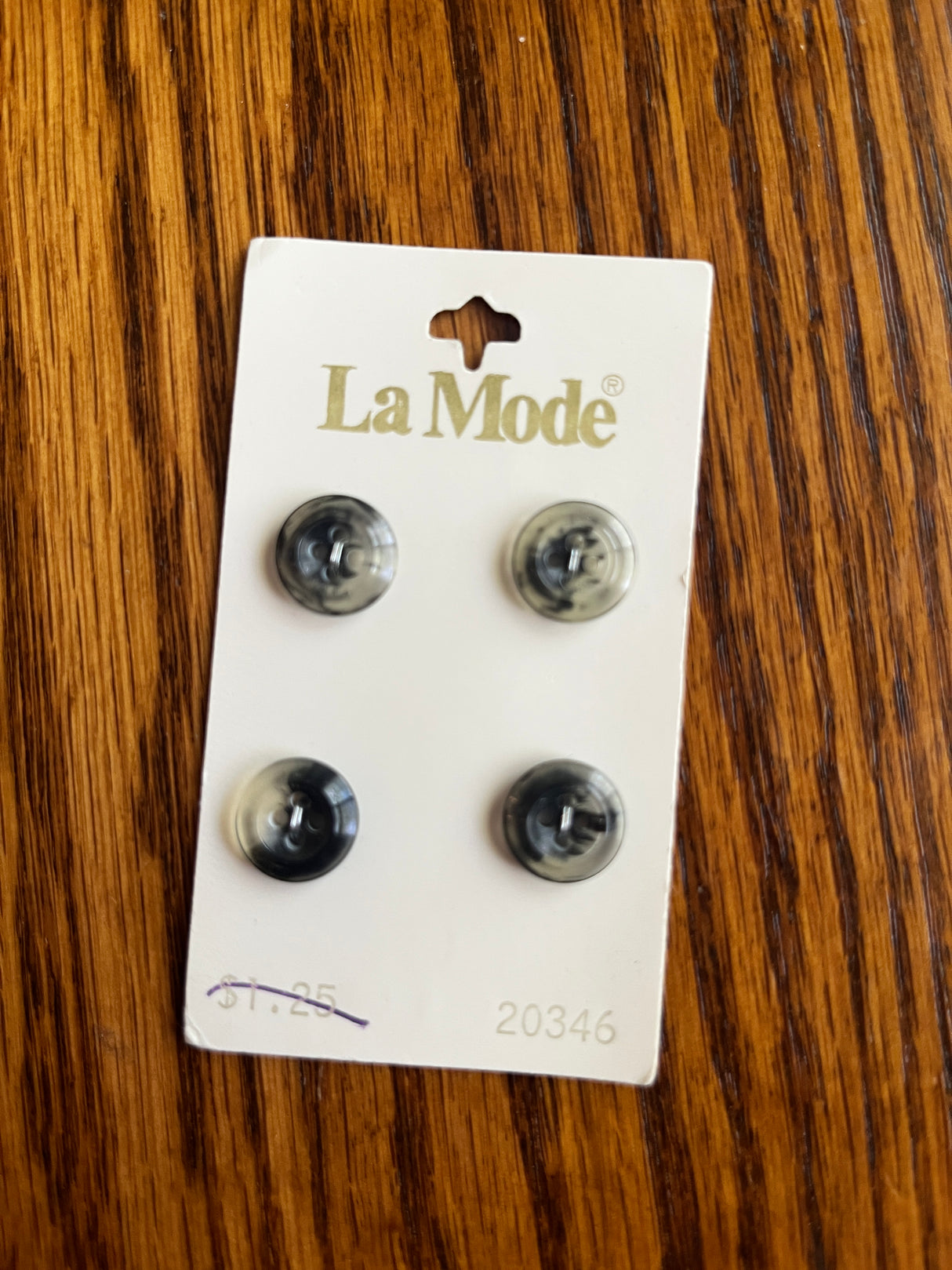 1980’s La Mode Black and Clear Plastic Buttons - Set of 4 - 1/2” - on card