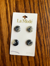 1980’s La Mode Black and Clear Plastic Buttons - Set of 4 - 1/2” - on card