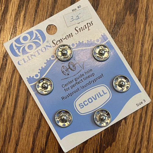 1970's Scovill Metal Snaps - Silver tone - Size 3 - NOS