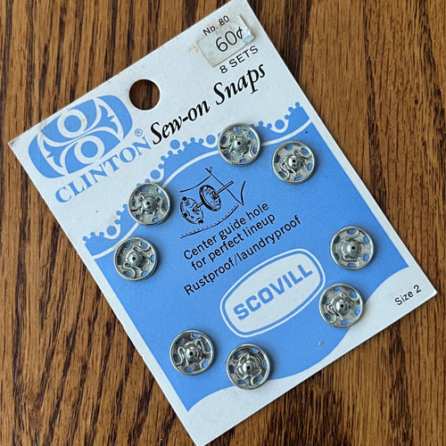 1970's Scovill Metal Snaps - Silver tone - Size 2 - NOS