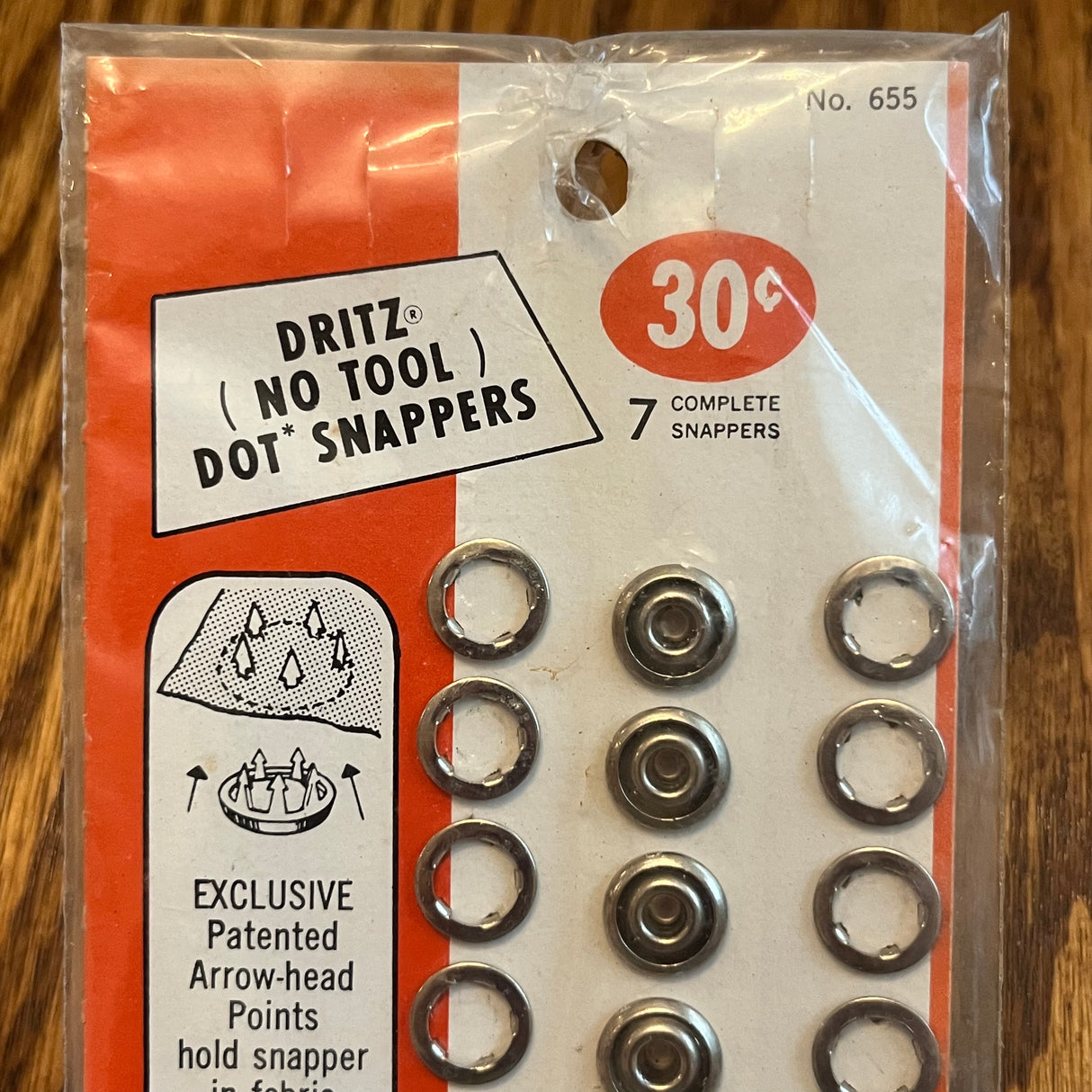 1970's Dritz No Tool Dot Snappers - Silver tone - NOS