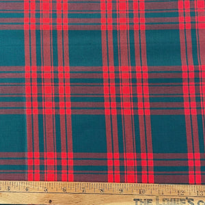 1970's Red and Green Plaid fabric - BTY