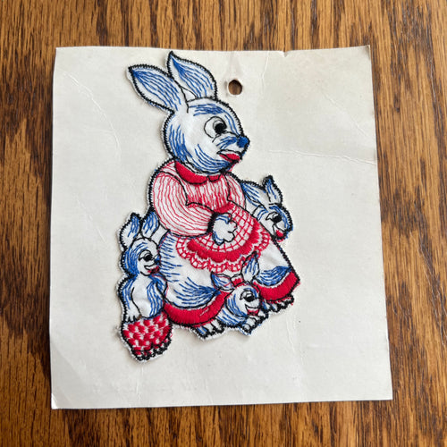 1970’s Mother and Baby Bunny Applique - deadstock