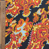 1970’s Black Fabric with Orange and Red Birds - BTY