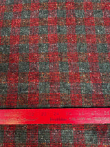 1970’s Deep Blue, Brown and Red Woven Plaid Wool Fabric