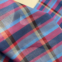 1960’s Blue, Red and Yellow Plaid Fabric - Cotton - BTY