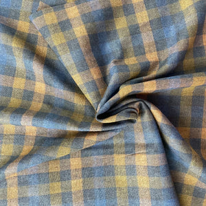 1970/80’s  Yellow, Navy and Blue Plaid - Rayon blend