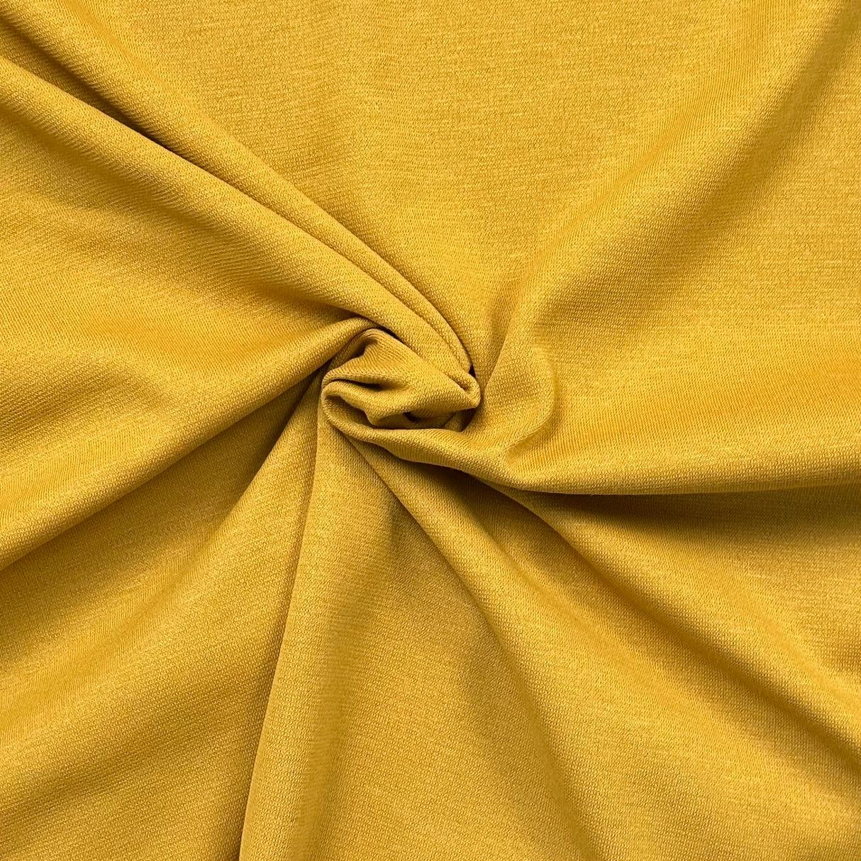 1970's Mustard Yellow Polyester Sweater Knit Fabric (E2) - BTY