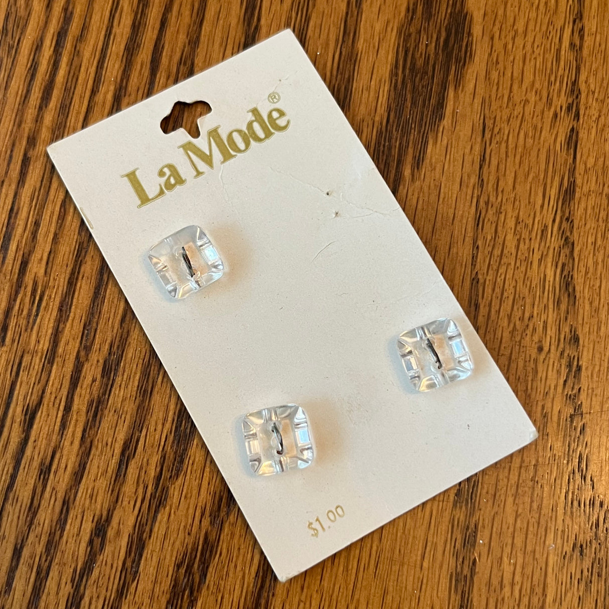 1970’s La Mode Crystal Plastic Buttons - Clear - Size 20 - 1/2” - on card