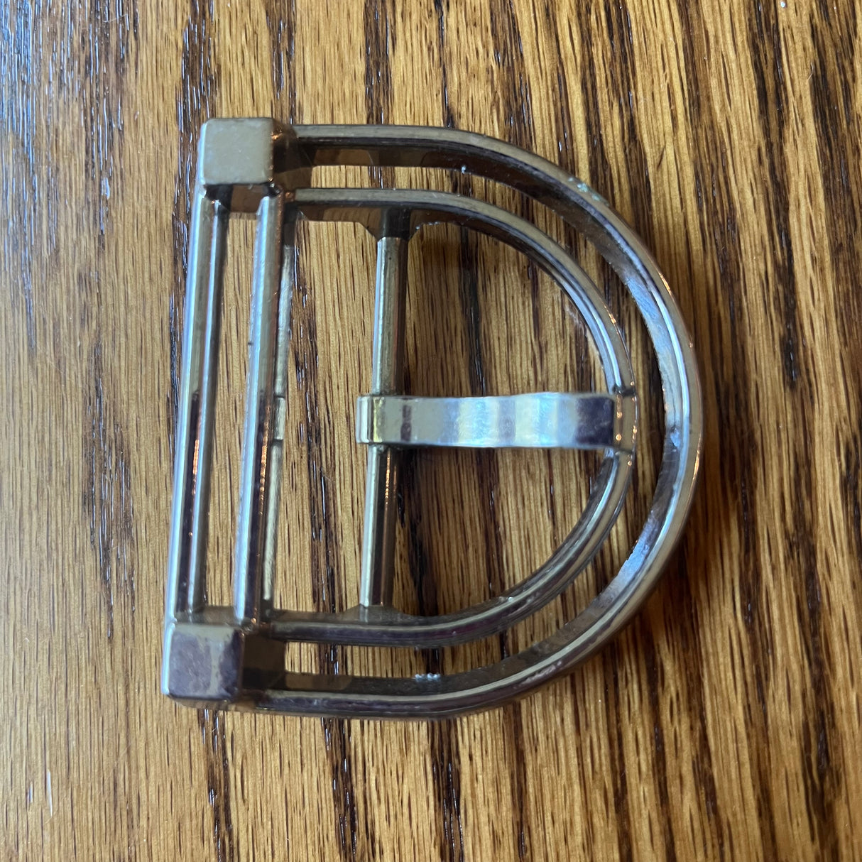 1970’s D-shaped Silver Tone Belt Buckle