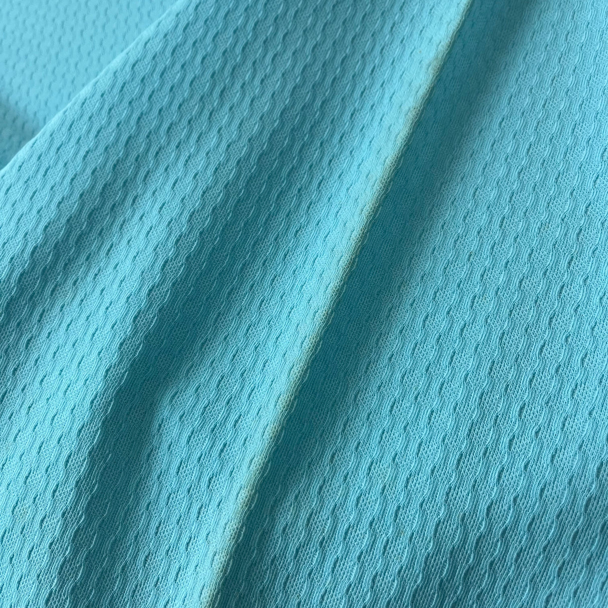 1970's Aquamarine Waffle Knit Fabric (P50)