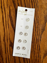 1980’s Le Chic White Pearlescent Plastic Buttons - Set of 8 - 3/8” - on card