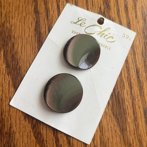 1970’s Le Chic Plastic Buttons - Opalescent Brown - Set of 2 - 1 1/8" -  on card