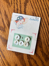 1940’s Lucky Day Pearl Buttons - Opaque - Set of 7 - 7/16" -  on card (#52)