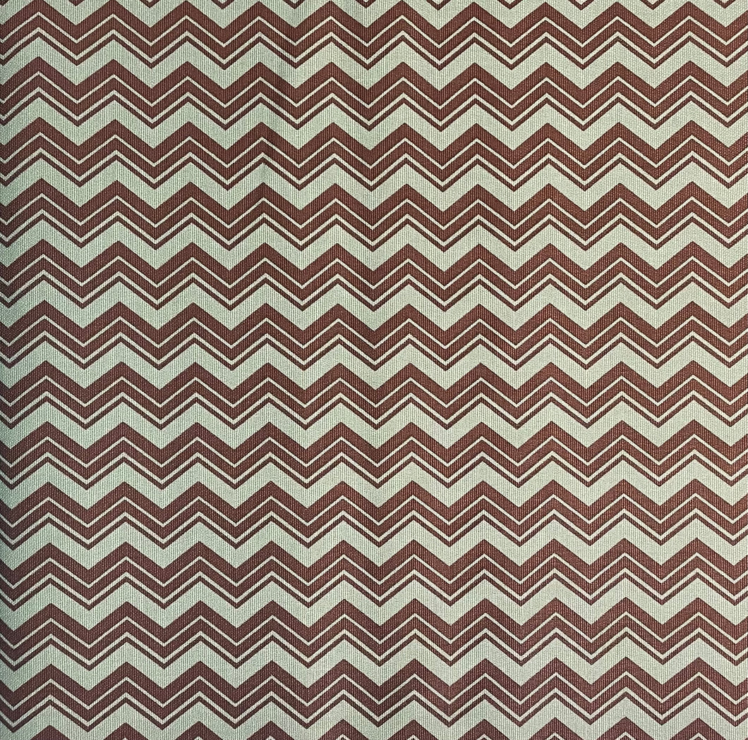 1970’s Mint and Chocolate Brown ZigZag Fabric - BTY