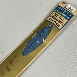 12” Metal Zipper - 1970’s - J. & P. Coats - Multiple colors available