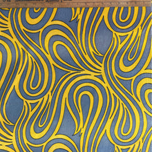 1970’s Grey and Yellow Squiggles Fabric - BTY