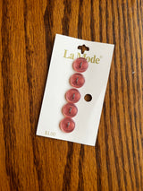 1980’s La Mode Pink Carved Plastic Buttons - Set of 5 - 1/2" - on card