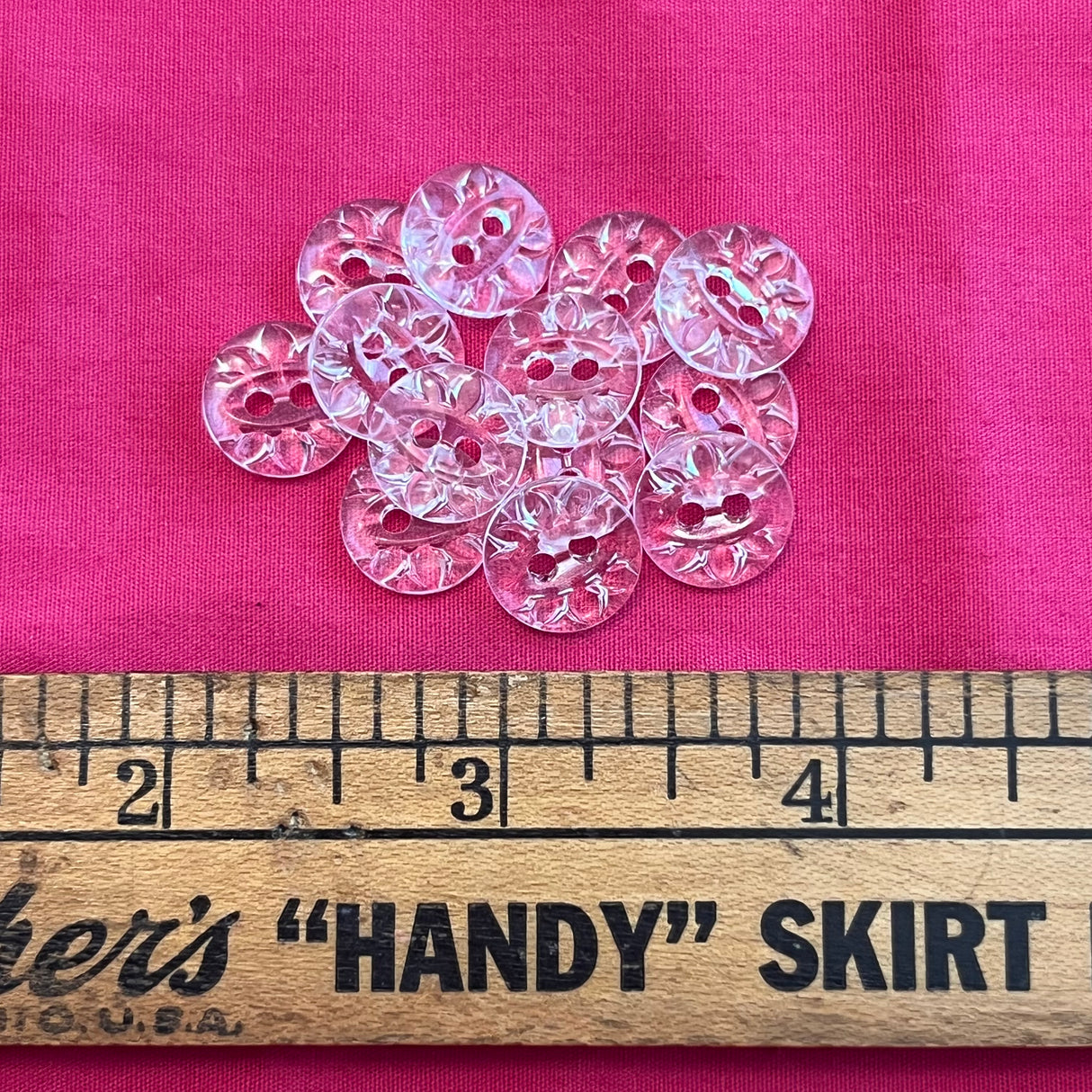 1970’s Clear Floral Print Plastic Buttons - 1/2” -  loose