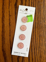 1980’s Le Chic Light Pink Plastic Buttons - Set of 4 - 5/8" - on card