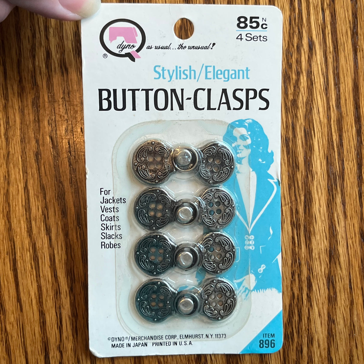 1970's Button Clasps - Multiple colors- NOS