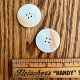 1970’s Large Mother of Pearl Buttons - White - Set of 2 - 1 1/2"